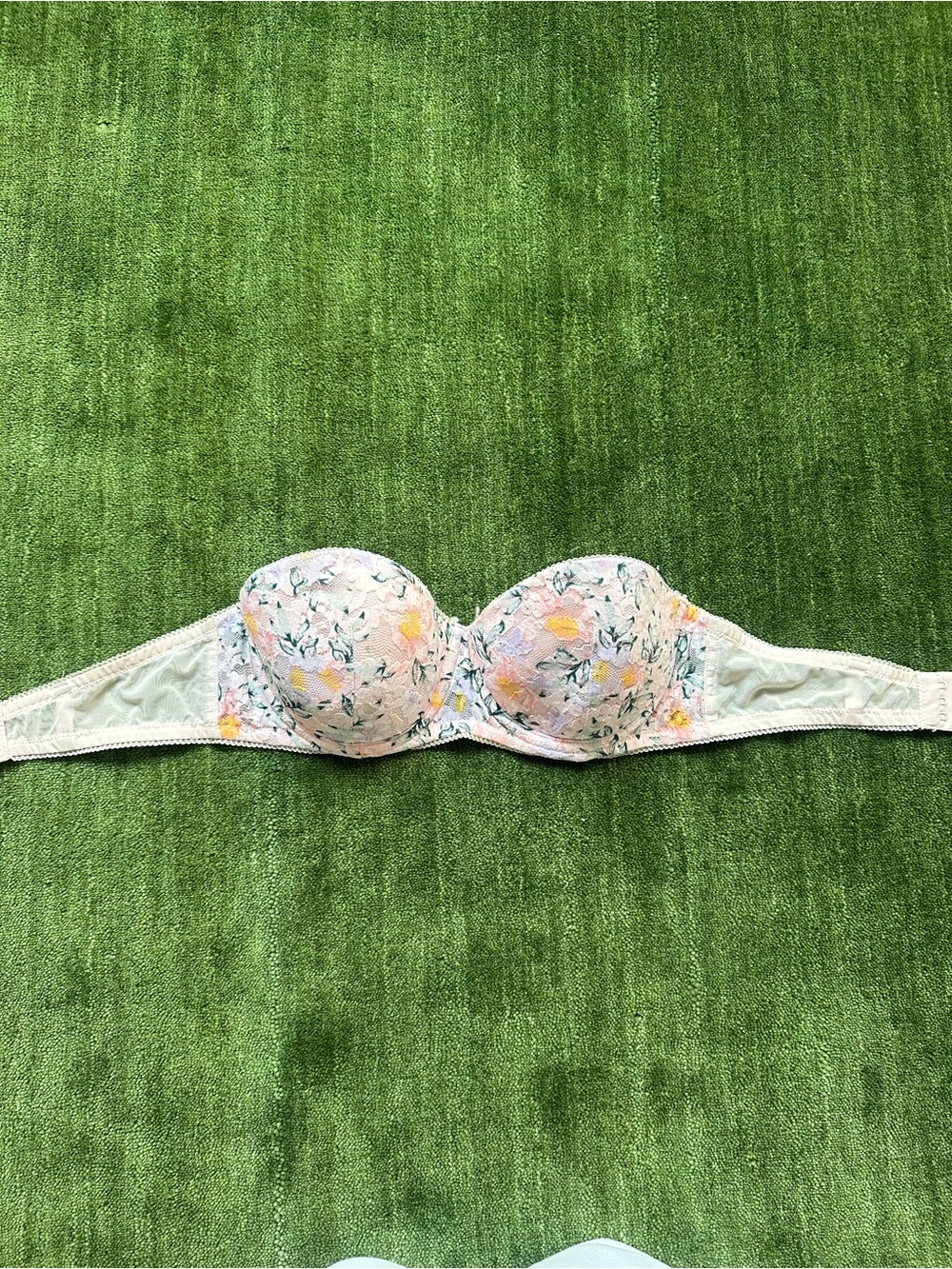 H&M Floral Strapless Balconette Bra in Light Pink - Women Intimates